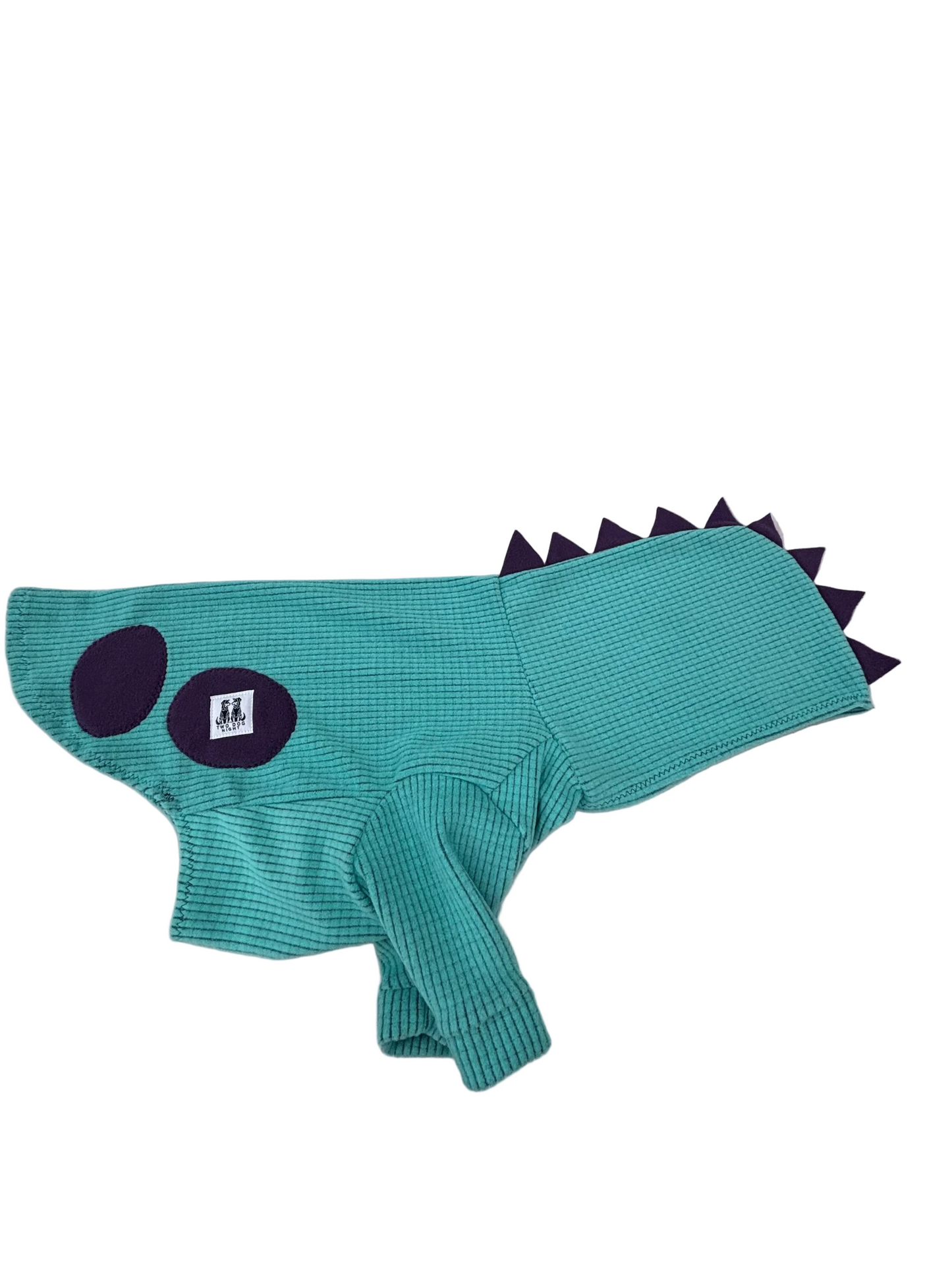 Dino micro grid hoodie-lagoon with eggplant-size small