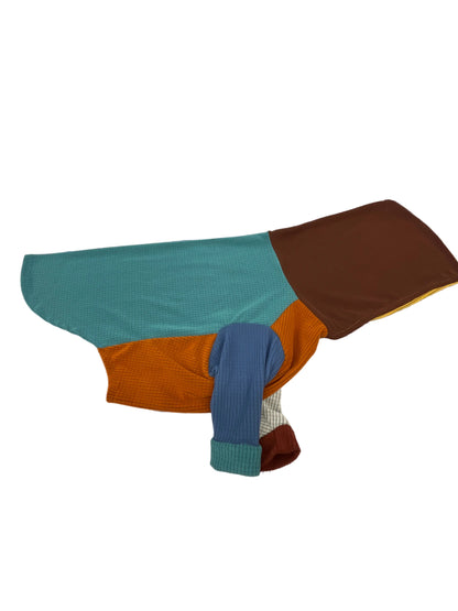 Mismatched one of a kind dog hoodie-turquoise top-XL