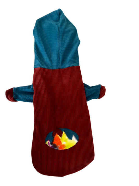 One of a Kind-upcycled tie dye mountain-dog hoodie
