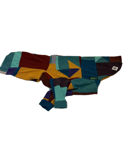 Wild One of a Kind patchwork hoodie-size L (40-55 pound dog for best fit)