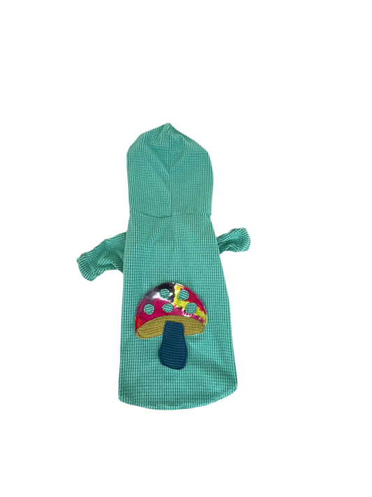 One of a Kind-upcycled tie dye mushroom-Dog hoodie