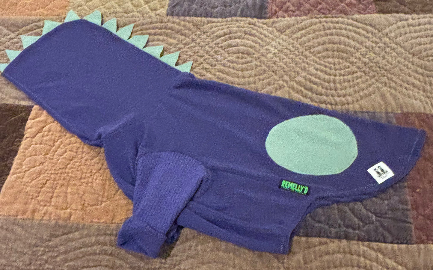 Dino micro grid pet hoodie-Purple-size L