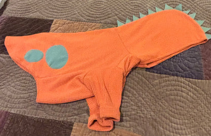 Dino micro grid pet hoodie-orange-size XL