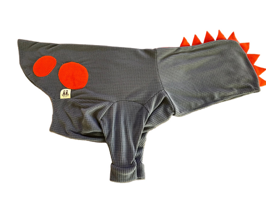 Dino micro grid pet hoodie-Rain-size Medium-ready to ship