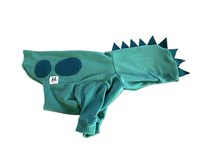 Dino micro grid hoodie-turquoise-small-ready to ship
