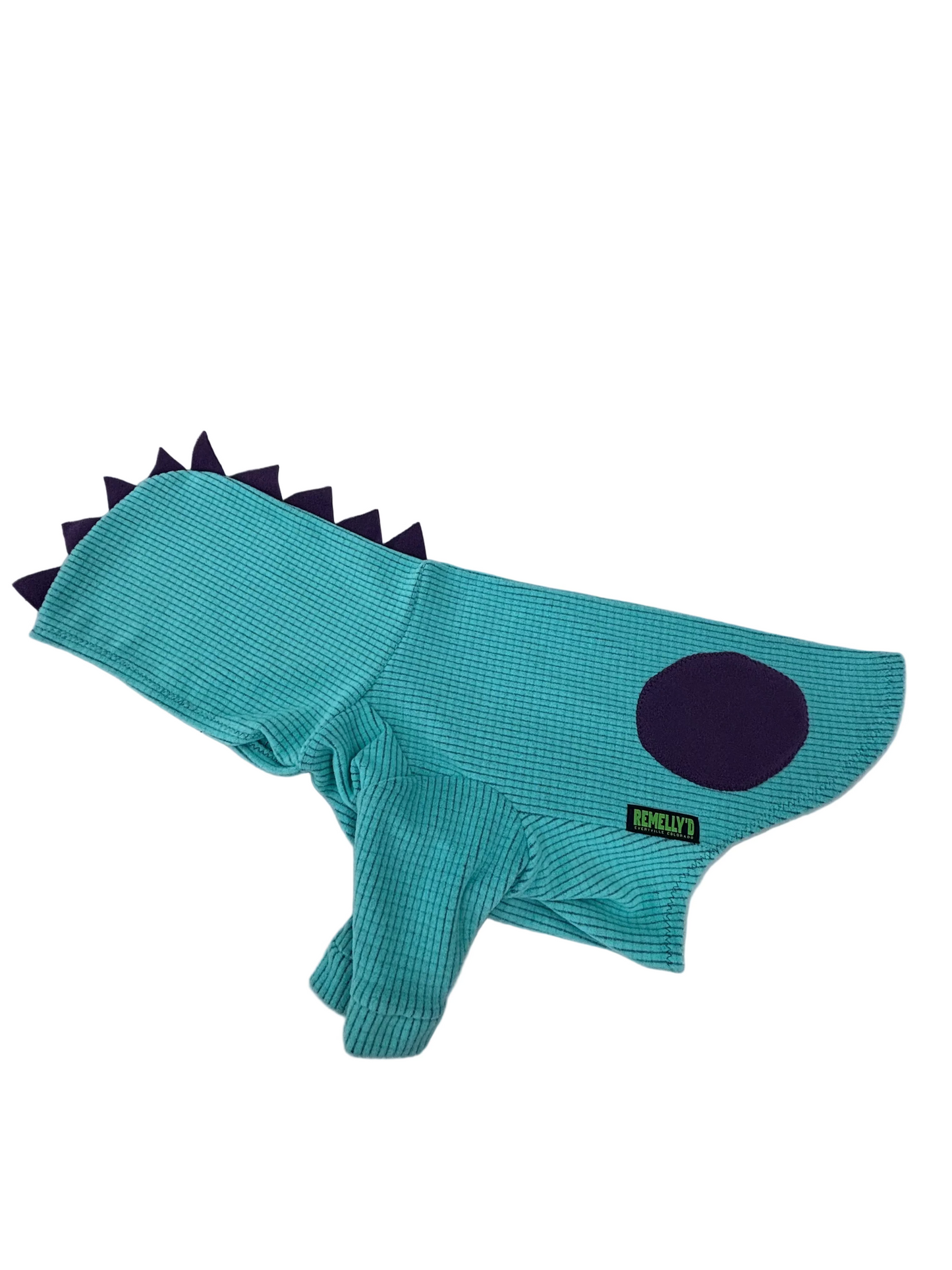 Dino micro grid hoodie-lagoon with eggplant-size small